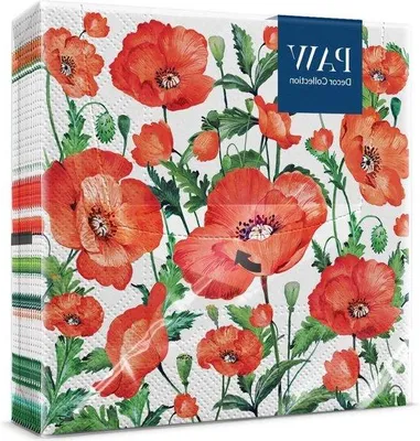 Produktbild von Papierservietten 3-lagig 33x33cm Naturmotiv Rot