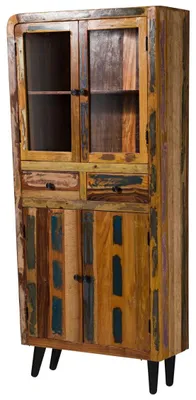 Immagine prodotto di MASSIVMOEBEL24 | SIXTIES #113 Vetrina in legno di Legno riciclato - laccato / multicolore 90x35x200