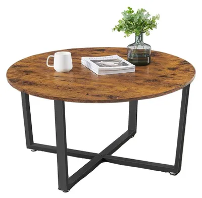 Obrázok produktu pre Hnedý konferenčný stolík – doska z drevotriesky a kov – 88 x 88 x 47 cm