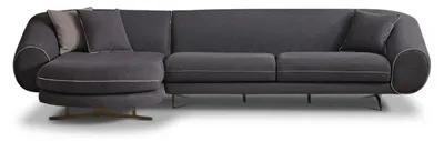 Zdjęcie produktu dla Nowoczesna, narożna sofa w ciemnoszarym kolorze, luksusowa sofa w kształcie litery "L" o designerskim wyglądzie