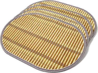 Imagen del producto de Protectores de mesa ovalados de bambú, juego de 4 unidades, 43 x 30 cm, resistentes al calor, antideslizantes, para la mesa de comedor