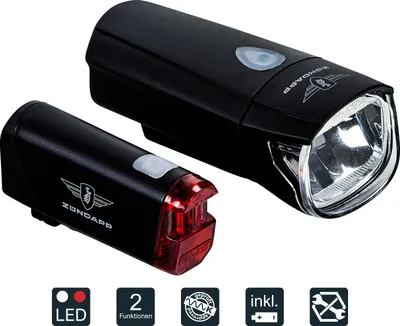 Produktbild von Zündapp ZA.K.50 Batterieleuchten-Set LED Fahrradlicht Fahrrad Beleuchtung StVZO