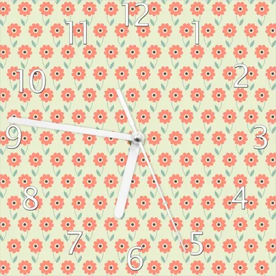 Produktbild von Wallario Design Wanduhr Muster mit roten Blumen und grünen Blättern aus Echtglas, Größe 20 x 20 cm