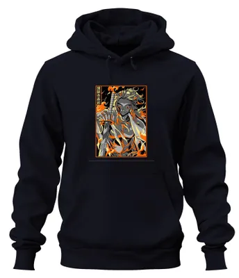 Zdjęcie produktu dla Demon Slayer Rengoku Flame Sword Anime Gift Vintage Uni Bluza z kapturem, Granatowy, L
