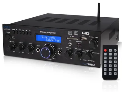 Obrázek produktu pro Stereo zesilovač Pyle, 200W Bluetooth zesilovač s HDMI, koaxiálním, USB, AUX a mikrofonním vstupem, vícekanálový s dálkovým ovládáním, ideální pro domácí kino a televizi