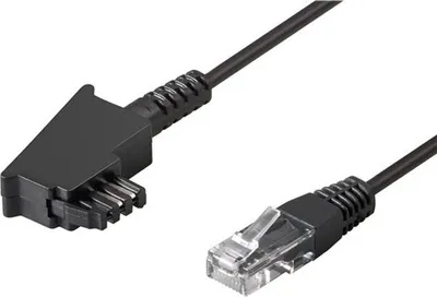 Obrázok produktu pre 10X Goobay 51235 TAE-F prepojovací kábel pre DSL/VDSL, 10 m, čierny - zástrčka TAE-F > zástrčka RJ45 (8P2C)