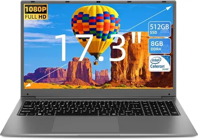 Produktbild von SGIN 17 Zoll FullHD Notebook,Bluetooth,Webcam, Intel Celeron Notebook (43,94 cm/17,3 Zoll, Intel Celeron, Intel Iris Xe Graphics, 512 GB SSD, Laptop