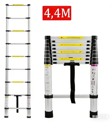Produktbild von QEENTOE Teleskopleiter Alu 4,4 m, rutschfest, Teleskop-Design, max. 150 kg