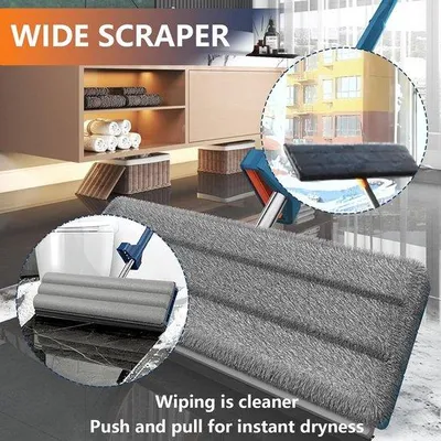 Productafbeelding van Famanu vloerwisser met uitknijpfunctie, 360° draaibaar, set met 4 microvezel pads