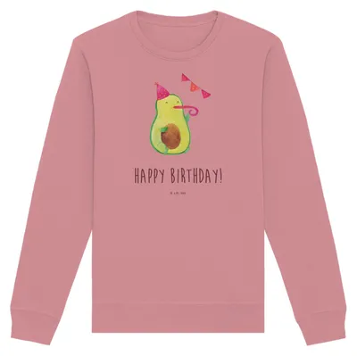 Produktbild von Mr. & Mrs. Panda Baumwoll Pullover Avocado Geburtstag Größe L - Canyon Pink - Geschenk, Happy Birthday, Alles Gute, Feier, Party, Bio, Sweater, Sweatshirt, Pulli
