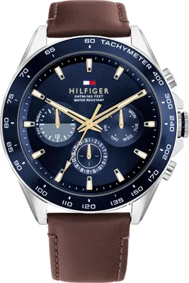 Produktbild von Tommy Hilfiger Multi Zifferblatt Quarz Uhr fr Herren Braunes Lederarmband Gents
