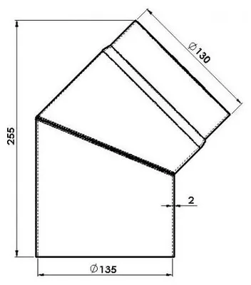 Productafbeelding van FIREFIX RD150/B4O: Bocht voor ovenpijp, vervaardigd uit 2 mm dik staal (rookkanaal), diameter 150 mm