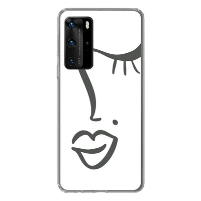 Produktbild von MuchoWow® Handyhülle Schutzhülle Hülle für Huawei P40 Pro Frau - Schwarz - Weiß - Abstrakt Silikon Softcase Handy Hülle - Schutz