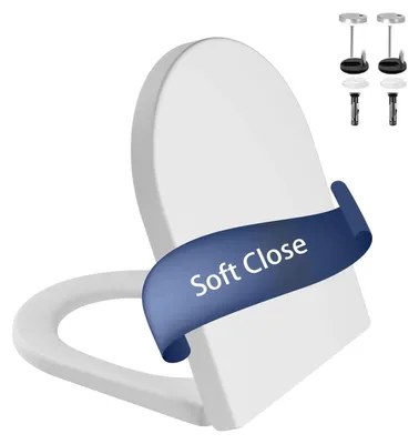 Produktbild von D-Form WC Sitz - Toilettensitz - Softclose Absenkautomatik - Quick-Release Schnellverschluss - Antibakterieller robuster Kunststoff - Edelstahlscharniere - Weiß