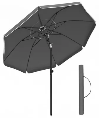 Produktbild von Sonnenschirm 1,8 m - Gartenschirm - UPF 50+ UV-Schutz - 30° neigbar - höhenverstellbar - Edelstahlmast - mit Tragetasche - Grau