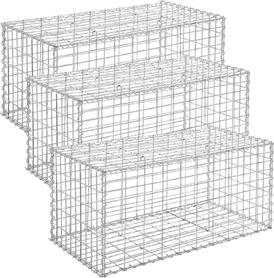 Obrázek produktu pro SONGMICS 3 kusy gabionových košů 100 x 50 x 50 cm pro zahradní plot Silvern GGB355