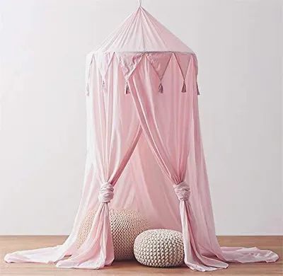 Produktbild von Baby Baldachin Betthimmel Kinder Babys Bett Chiffon Deko Moskitonetz für Baby Ankleidezimmer Innen im Freienspiel Lese Schlafzimmer（Rosa）