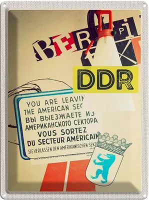 Produktbild von vianmo Blechschild 40x30 cm Berlin DDR Amerikanischen Sektor Armee Amerika USA
