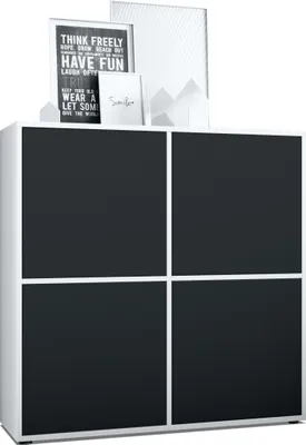 Produktbild von Vladon Highboard Cuba V2 Schrank 104 x 105,5 x 35,5 cm Sideboard mit 8 Fächern,  Germany, Korpus in Weiß matt / Fronten in Schwarz matt