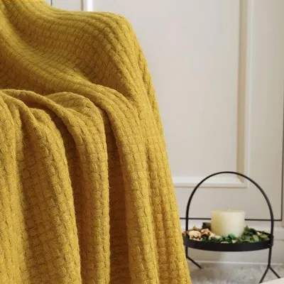 Produktbild von Unyqoos® Strickdecke mit Fransen – 100%.Polyacryl Kuscheldecke im geometrischen Boho-Stil, leicht für Sofa, Bett & Strand