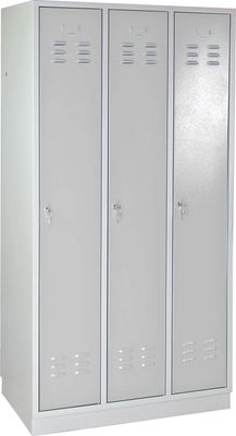 ADB Spind / Umkleideschrank aus Stahl 3-türig Lichtgrau (RAL 7035) / Lichtgrau (RAL 7035)