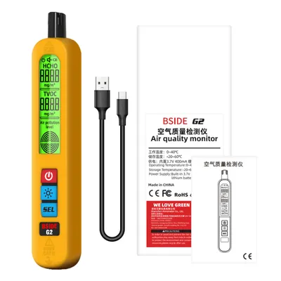 Zdjęcie produktu dla Detektor jakości powietrza w gospodarstwie domowym Wielofunkcyjny czujnik półprzewodnikowy Tester TVOC HCHO Podświetlany wyświetlacz Interfejs ładowania typu C z silikonową osłoną ochronną