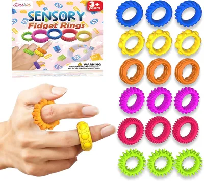 Productafbeelding van Daskid sensorische fidgetringen - 18-delig - Stressverlichtende angstringen voor kinderen en volwassenen - Autisme
