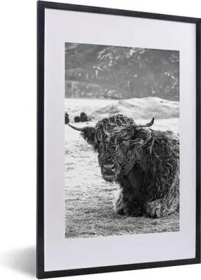 Produktbild von MuchoWow® Gerahmtes Poster Schottischer Highlander - Berg - Tiere 40x60 cm - Poster mit Schwarzem Bilderrahmen Wandposter Rahmen Foto Bilder - Poster in Rahmen