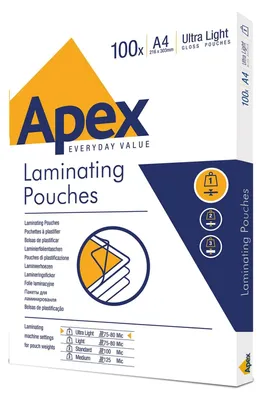 Produktbild von Laminierfolien Laminierhüllen - A4 - 75/80 mic - 100 Stück - Glänzend