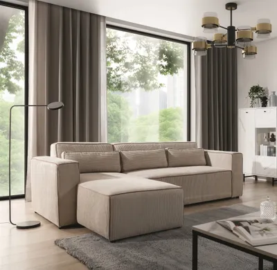 Produktbild von Ecksofa Schlafsofa WALDO Stoff Poso Beige Ottomane Links