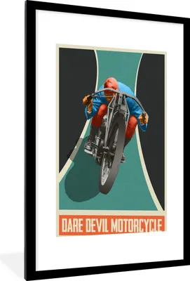 Produktbild von MuchoWow® MuchoWow® Gerahmtes Poster Mancave - Motorrad - Vintage - Zitate 60x90 cm - Poster mit zchwarzem Bilderrahmen - Dekoration - Wandposter Wohnzimmer - Hochwertig
