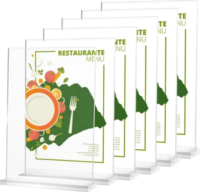 Produktbild von 6 Stück Tischständer A4 Acryl Menükartenhalter - Postkartenständer - für Menükarten - Werbeständer - Restaurant Café - Geschäft Hotel