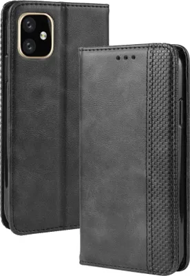 Produktbild von iPhone 12 Pro Hülle - Coverup Vintage Style Klapphülle - Schwarz
