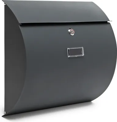 Produktbild von Wiltec Briefkasten V17 Anthrazit 375 x 108 x 330 mm, Wandbriefkasten mit Schloss, Klappe und Namensschild, Postkasten aus Stahl pulverbeschichtet