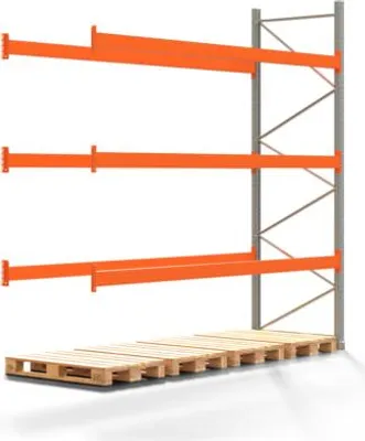 Produktbild von Palettenregal ARTUS - Anbauregal mit 4 Ebenen - Fachlast 3.000 kg - 3.500 x 3.600 x 1.100 mm (HxBxT) - Schwerlastregal