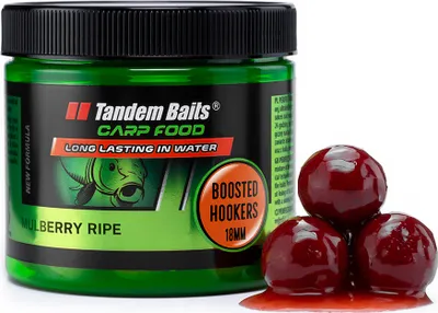 Produktbild von Tandem Baits Carp Food Boosted Hookers Reife Maulbeere, Karpfenfutter, Karpfen Angeln ohne Mühe, Köder zum Große-Fische-Angeln, Karpfenzubehör Profis & Hobby-Angler, Angelfutter 18mm 3g