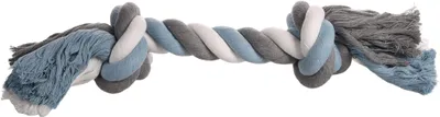 Productafbeelding van Flamingo honden speelgoed, touw met 2 knopen, blauw, afmetingen: 45 x 10 x 11,5 cm