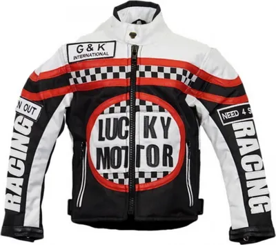 Produktbild von Kinder Motorradjacke Bikerjacke Motorrad Racing Winddicht Patch Biker Rocker (L,Weiß)