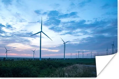 Produktbild von MuchoWow® Poster Diese Windmühlen erzeugen bei Sonnenuntergang Strom 90x60 cm - Schlafzimmer
