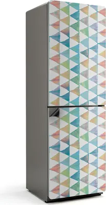 Produktbild von Geometrisches Dreiecksmuster – Magnetische Kühlschrank Abdeckung – Dekorfolie magnetisch Küche – Kühlschrank Magnet Deko – selbstklebende Magnettafel – Magnetfolie für Kühlschranktür – 60x180 cm