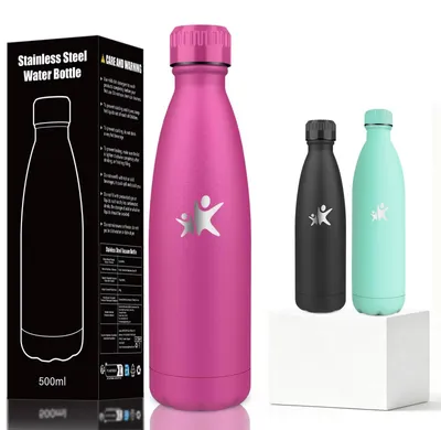 Immagine prodotto di Borraccia in acciaio inossidabile, 500 ml, thermos, bottiglia termica a doppia parete, per bevande