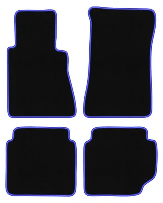 Productafbeelding van Velours automatten voor Mercedes W123 1975-1986 (sedan/stationwagen) – 4-delig, zwart/blauw, op maat – Wielganizator CARLUX