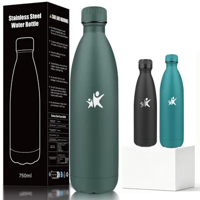 Produktbild von Trinkflasche Edelstahl 750ml, Thermosflasche, BPA-Frei, Trinkflasche Auslaufsich