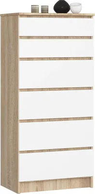 Immagine prodotto di Comò K60 6 Cassetti Rovere Sonoma Bianco Design Elegante e Funzionale