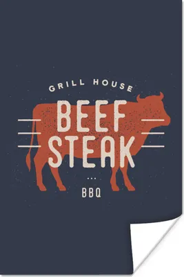 Produktbild von MuchoWow® Poster BBQ - Mancave - Steak 80x120 cm - Papierdruck