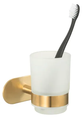 Produktbild von WENKO Turbo-Loc® Zahnputzbecher Mod. Orea Uno Gold Matt, Befestigen ohne bohren