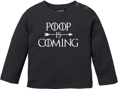 Produktbild von Baby Langarmshirt Babyshirt Poop Is Coming lustig Spruch Babyshirt Moonworks® schwarz 56/62 (1-3 Monate)