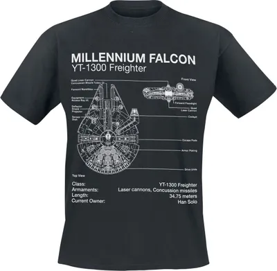 Produktbild von Star Wars T-Shirt Herren Millenium Falcon Sketch schwarz 5XL