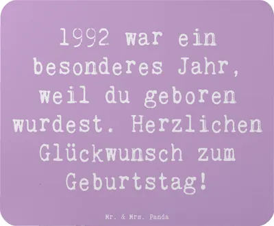 Produktbild von Mr. & Mrs. Panda Mauspad Spruch 1992 Geburtstag - Lavendeltraum - Geschenk, Mousepad, geboren, laptop, Geburtstagswünsche, Glückwünsche, Alter, Happy Birthday, pc