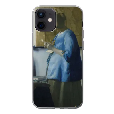 Produktbild von MuchoWow® Handyhülle Schutzhülle Hülle für iPhone 12 Frau in Blau liest einen Brief - Gemälde von Johannes Vermeer Silikon Softcase Handy Hülle - Schutzhülle